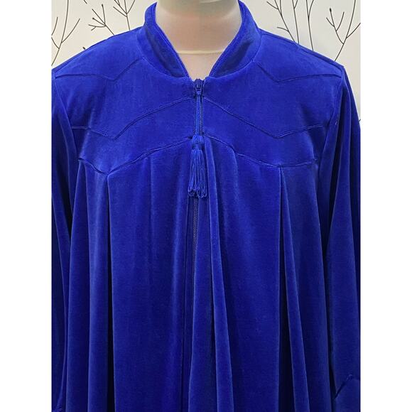 Cabernet Royal Blue Velvet Women's Pajama Robe - Picture 3 of 6